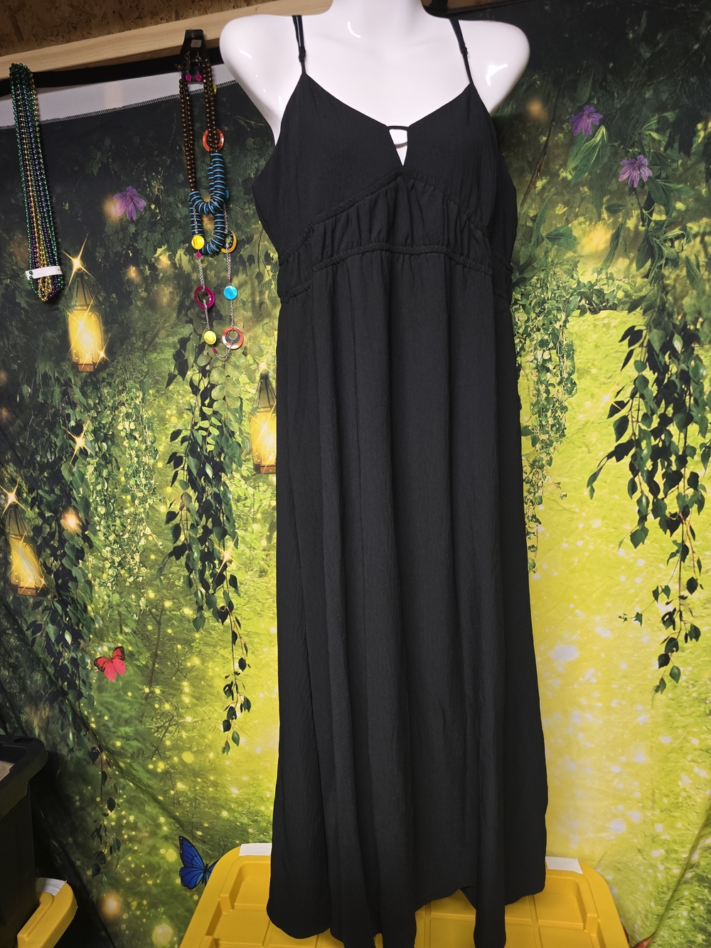 #194 a new day Black Maxi Dress with Spaghetti Straps